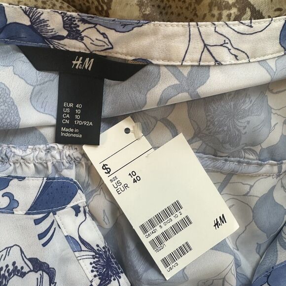 H&M Blouses Set of 2 Sleeveless Button Front Sheer Chiffon Tunic Top Size 10 New - Picture 11 of 16